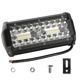 7in LED Light Bar 120W 12000LM LED Work Light Pods Offroad Driving Lights IP67 Waterproof Fog Light Spot Flood Beam for Jeep Trailer Truck Bus Boat