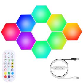 8Pcs Hexagon Light Panels RGBW Colorful Splicing Wall Lamps App Remote Line Control Timing Decorative Gaming Light Music Sync Lamps