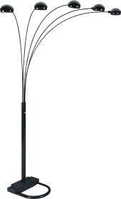 84"H BLACK 5-HEAD CAP STYLE FLOOR LAMP (1PC/CTN) (2.51/32.63)