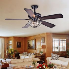 Hannele Bowl 3-light 5-blade Black 52-inch Ceiling Fan (Optional Remote)