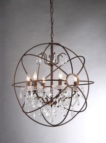 Edwards Antique Bronze and Crystal 24-inch Sphere Chandelier