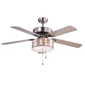 Kimalex 3-light 5-blade Wood Nickel Crystal 52-inch Ceiling Fan