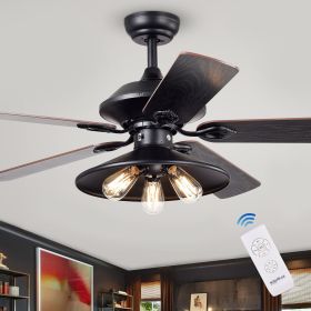 Upille 3-light Metal 5-blade 52-inch Matte Black Ceiling Fan