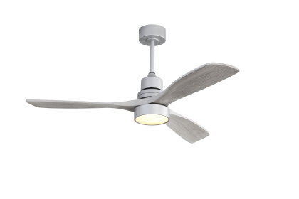 52 Inch Ceiling Fan Light With 6 Speed Remote Silver 3 Wood Blade Reversible DC Motor For Bedroom