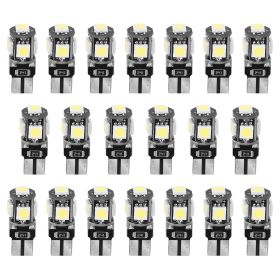 20Pcs T10 SMD5050 LED Light Bulbs 6000K Wedge Light Lamps Dome Map License Plate Car Interior Festoon Lights Kits