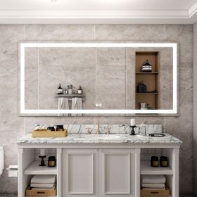 72x36 Inch LED Lighted Bathroom Mirror with 3 Colors Light, Wall Mounted Bathroom Vanity Mirror with Touch Button