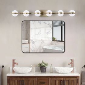 Modern Minimalist Bathroom Vanity Light, LED 6 Bulb Acrylic Shades, Wall Mounted Decorative Lighting Fixture