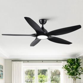 60 in. Integrated LED Indoor&Outdoor Matte Black Ceiling Fan with Light Kit and Remote