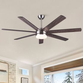 YUHAO 62 in. Indoor Brushed Nickel Farmhouse Smart Ceiling fan