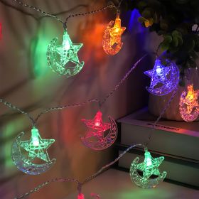 Ramadan Star Moon Crescent String Lights 2 Light Modes Battery Powered Decorative Light for Christmas Wedding Party Home Patio Warm Light