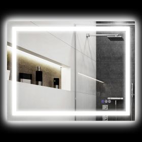 HOMCOM LED Bathroom Mirror with Lights, 39" x 32" Backlit Front Lit LED Mirror for Bathroom, Anti-Fog, Memory, Infinite Color Temperature