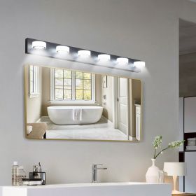 (Same as W1340110595/L2010) LED Modern Black 6-Light Vanity Lights Fixtures Over Mirror Bath Wall Lighting