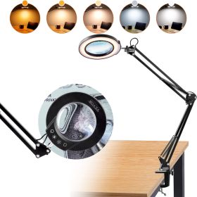 VEVOR Magnifying Glass with Light and Stand, 5X Magnifying Lamp, 4.3" Glass Lens, Desk Magnifier with Light, 64 LED Lights 5 Color Modes