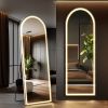 3 Color Lighting Mirror with LED Lights, 63"x20" Lighted Floor Standing Mirror with Stand