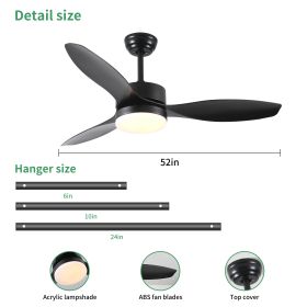 52 inch Indoor/Outdoor Ceiling Fan with LED Select Light Kit - Black