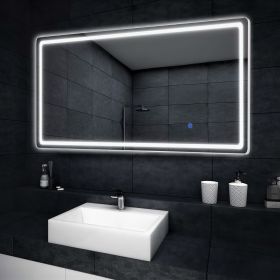 LED aluminum alloy frameless rectangular silver full-length mirror with stand 63 * 20 * 1 inch Bathroom Vanity Mirror for Bedroom Entryway