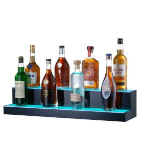 VEVOR LED Lighted Liquor Bottle Display, 2 Tiers 30 Inches, Illuminated Home Bar Shelf with RF Remote & App Control 7 Static Colors 1-4 H Timing