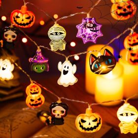 1PC Pumpkin Bat Ghost Spider LED Light String, Without Batteries, 3 Meters 20 Lights Battery Box Party Decoration Light String