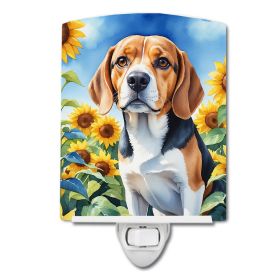 NEW Beagle in Sunflowers Ceramic Night Light