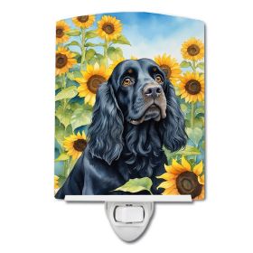 NEW Cocker Spaniel in Sunflowers Ceramic Night Light Compact, UL-Certified, Ideal for Bedroom, Bathroom, Nursery, Hallway, Kitchen, 6x4x3, Multicolor