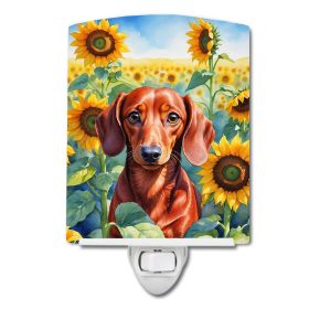 NEW Dachshund in Sunflowers Ceramic Night Light