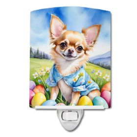 NEW Chihuahua Easter Egg Hunt Ceramic Night Light Compact, UL-Certified, Ideal for Bedroom, Bathroom, Nursery, Hallway, Kitchen, 6x4x3, Multicolor