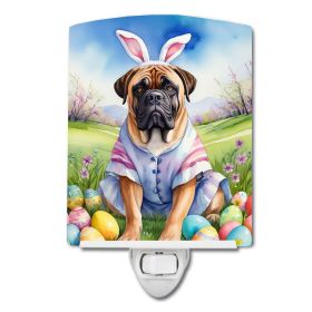 NEW Bullmastiff Easter Egg Hunt Ceramic Night Light Compact, UL-Certified, Ideal for Bedroom, Bathroom, Nursery, Hallway, Kitchen, 6x4x3, Multicolor