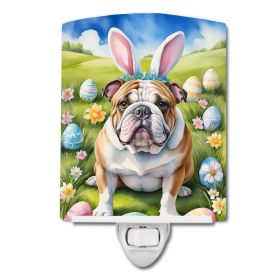 NEW English Bulldog Easter Egg Hunt Ceramic Night Light Compact, UL-Certified, Ideal for Bedroom, Bathroom, Nursery, Hallway, Kitchen, 6x4x3