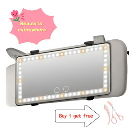 Rechargeable LED Car Sun Visor Vanity Mirror - 3 Light Modes, 80 LEDs, Dimmable Touch Control, Universal Light-Up Makeup Mirror For Cars