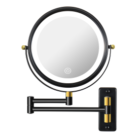 8.6" Wall Mounted Makeup Mirror with LED Lights, Double Sided 1X/10X Magnifying Mirror, 360¬∞ Swivel Bathroom Vanity Mirror with Extension Arm