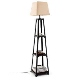 Trapezoidal Designed Floor Lamp with 3 Tiered Storage Shelf