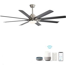 66 Inch Low Profile ABS Ceiling Fan with Dimmable Lights and Smart Remote Control 6 Speed Reversible Noiseless DC Motor for Indoor