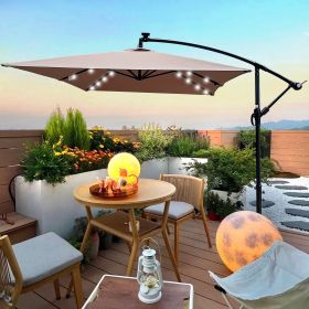 Rectangle 2x3M Outdoor Patio Umbrella Solar Powered LED Lighted Sun Shade Market Waterproof 6 Ribs Umbrella with Crank and Cross Base for Garden Deck