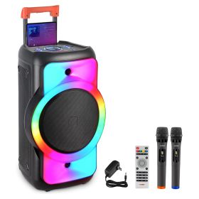 5 Core 12 Inch Bluetooth DJ Speaker Boom Box Party Speakers Karaoke Machine Portable PA Bocina for Singing with 2 Wireless Microphone + Light PLB 12X1