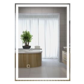 HOMCOM Dimmable Bathroom Mirror with LED Lights, 3 Colors & Defogging