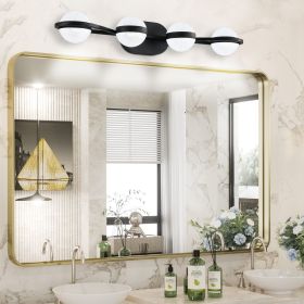 (NEW SKU:W1340P206792) Modern Minimalist Bathroom Vanity Light, LED 4 Bulb Frosted Glass Shades, Wall Mounted Decorative Lighting Fixture