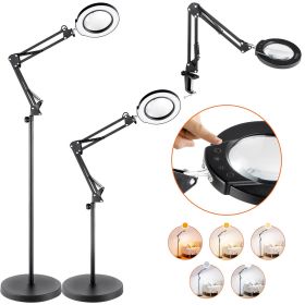 VEVOR 5X Floor Magnifying Glass with Light and Stand LED 5 Color Modes 3-in-1