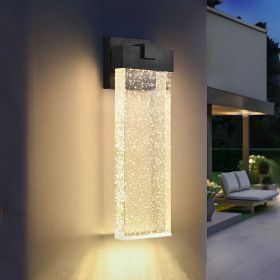 1-pack Modern Outdoor Wall Light Fixture, Weatherproof LED Wall Sconce with Bubble Crystal, Black Finish, Up and Down Lighting for Porch, Patio