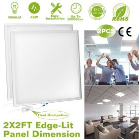 48W 2×2FT LED Panel Light 5800LM 7000K Ceiling Lighting 150W Equivalent LED Troffer Recessed Edge-Lit