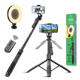 Phone Tripod 62 inch Selfie Stick for iPhone with Remote and 3W LED Light Universal Mount Phone Stand for Recording & Streaming Tripod for iPhone & An