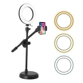 6'' Ring Light Overhead Phone Mount LED Circle Lights 360° Adjustable Shooting Arm Dimmable for Video Recording, Live Streaming, YouTube, Makeup