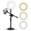 6'' Ring Light Overhead Phone Mount LED Circle Lights 360¬∞ Adjustable Shooting Arm Dimmable for Video Recording, Live Streaming, YouTube, Makeup