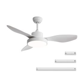 47 Inch Ceiling Fan with 22W LED Light and Remote Control 6 Speeds Reversible DC Motor White for Living Room Bedroom