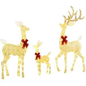 4.5ft 3-Piece Light Up Christmas Deer Family Set of 3, Lighted Reindeer Christmas Decorations with 2 LED Light Modes, Stakes