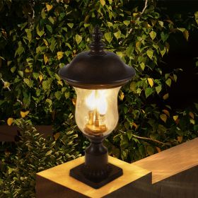 Vintage Outdoor Lamp Post Light, Waterproof Garden Patio Lantern with Clear Glass Shade, Classic Bronze Finish, Ideal for Yard, Porch, Walkway