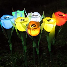 6 Pcs Solar Garden Tulip Flower Light Outdoor Solar Pathway light IP54 Water-resistant Landscape Lights for Festival Decorations