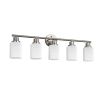 Modern 5-Light Vanity Wall Sconce, Brushed Nickel Finish with Frosted Glass Shades for Bathroom or Hallway Lighting (No Bulbs)