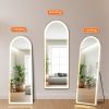 3 Color Lighting Mirror with LED Lights, 63"x20" Lighted Floor Standing Mirror with Stand