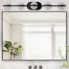 Modern Minimalist Bathroom Vanity Light, LED 5 Bulb Frosted Glass Shades, Wall Mounted Decorative Lighting Fixture