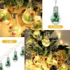 13.78FT Christmas Snow Globe String Light Battery Powered 10 LED Bulbs Indoor Christmas Lights with Pine Needles Snowflakes Berries